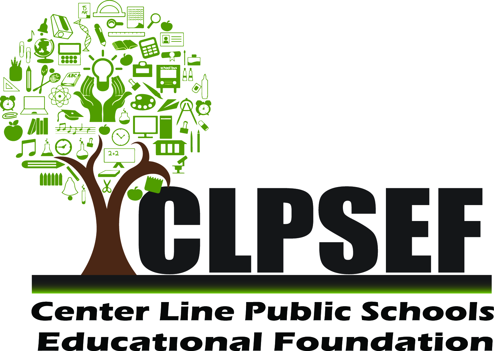 CLPSEF logo including a brown tree with green leaves made of education symbols and the acronym CLPSEF.